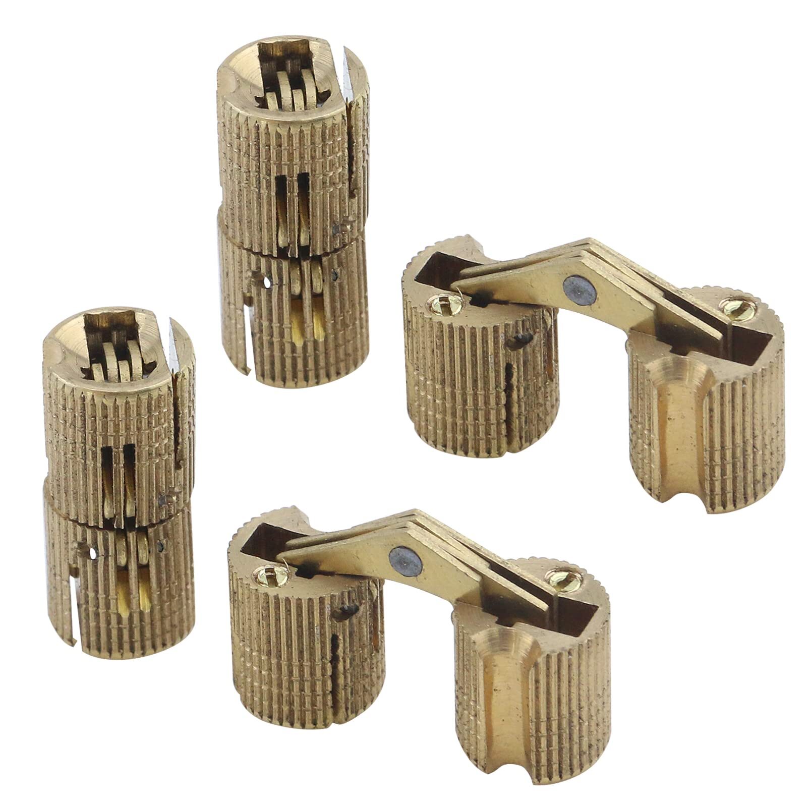 4-Pack 10mm Brass Barrel Hinges Cylindrical Hidden Cabinet Concealed Invisibl...