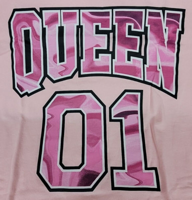 Bobbie Brooks Womans Pink Graphic Short Sleeve T-Shirt  QUEEN 01 Size M (8/10)