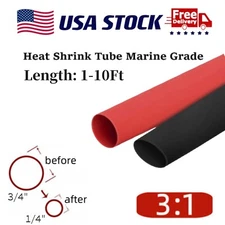 Heat Shrink Tubing Marine Grade 3:1 Wire Wrap Protection Kits 3/4 inch Diameter