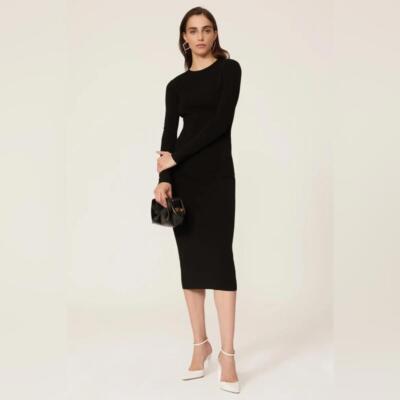 A.L.C. black Conley bodycon sheath long sleeve midi dress size XS | eBay