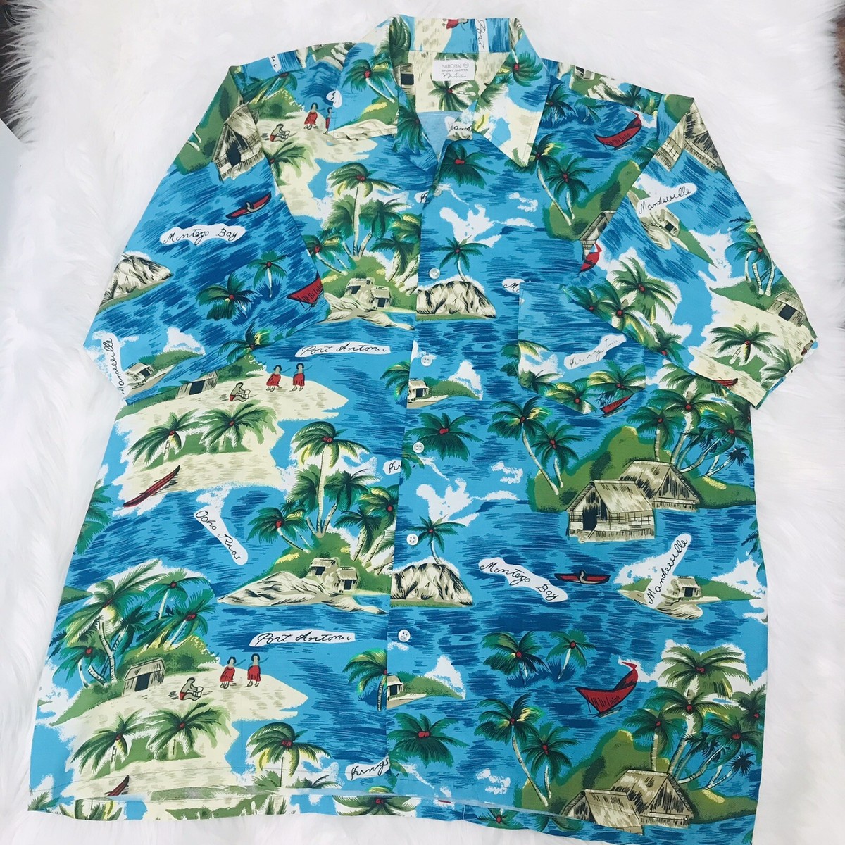Vintage National Sport Shirts by Manhattan Hawaiian Shirt Mens S 