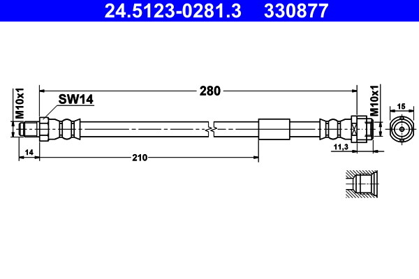ATE 24.5123-0281.3 Bremsschlauch Hinterachse Vorderachse FÜR MERCEDES-BENZ-image