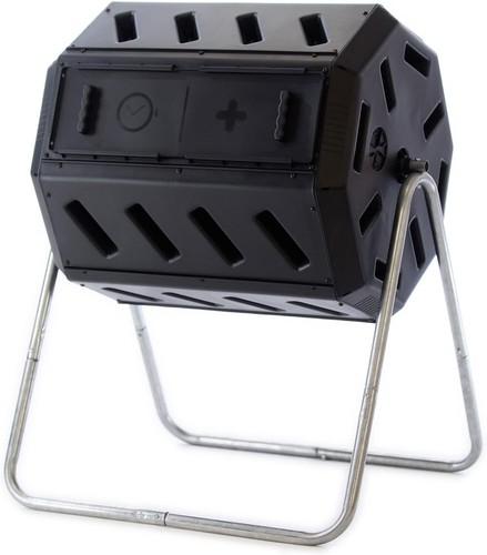 Compost Tumbler Bin for Garden, Kitchen, and Yard Waste, Black (37 Gallon)