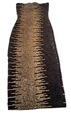 Uptown USA Small Black Gold Sleeveless Dress Glitter Shiny Stretch Party Formal