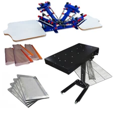 TECHTONGDA 4 Color 2 Station Screen Printing Machine & Flash Dryer Kit
