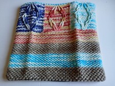 Bright Sofa Throw Pillow Cover Multi Colored Chunky Yarn Knit