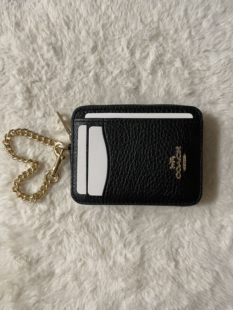 Coach, Bags, Nwt Coach Mini Wallet On Chain Black