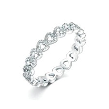 Italian Made 925 Sterling Silver Bezel Hearts...