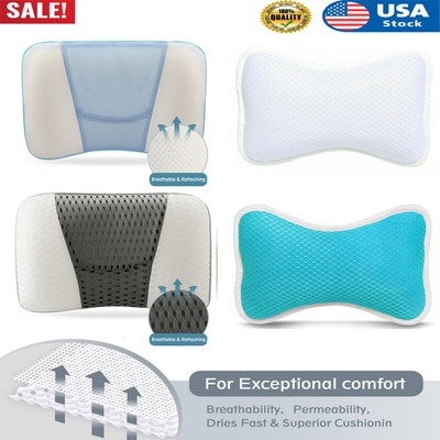 3D Soft Bath Tub Pillow for Comfort Neck & Back Open Air Fiber Spa Foam fill New