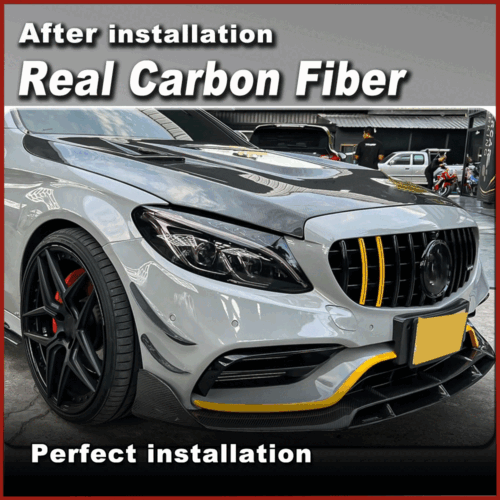 Fit for Benz W205 C205 C63 15-21 REAL Carbon Front Bumper Splitter Canards Fins - Picture 4 of 10