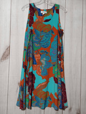 Nine West Dress Ladies Medium Sleeveless Midi Turquoise Clueless 60s Cruise