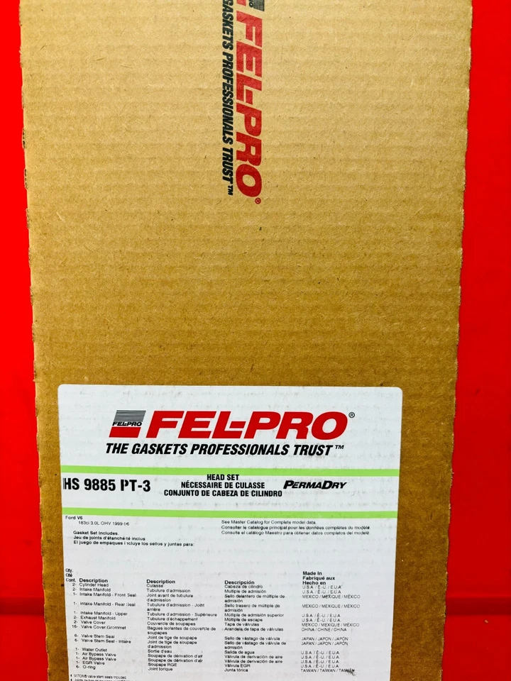 Juego de juntas de culata Fel-Pro HS 9885 PT-3 PARA FORD 3.0L TAURUS WINDSTAR OHV HS9885PT3 Foto 2 de 3