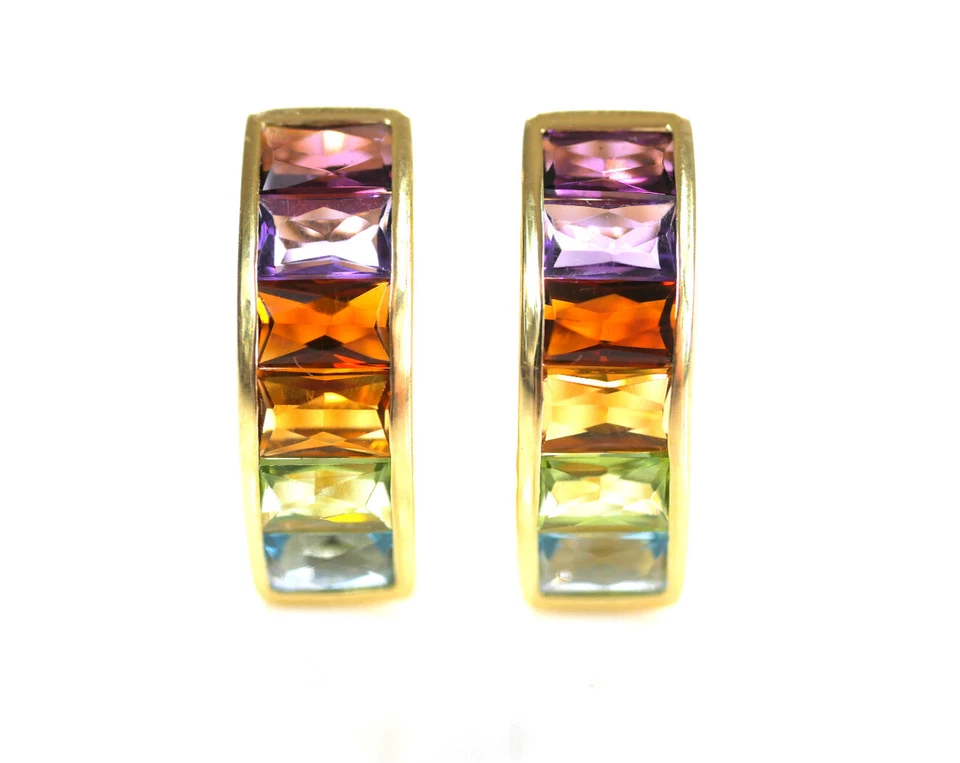 tolle Ohrringe "Regenbogen" - H. STERN - mit bunten Edelsteinen - 750er Gold 18K - Bild 2 von 4