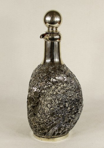 Antique Chinese Silver Over Glass Decanter Signed Yun Shun - Picture 2 of 11