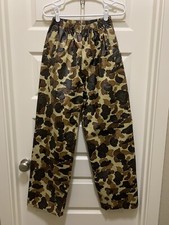 VTG Columbia Mens Small Brown Camp Rain Pants PVC And Nylon EUC