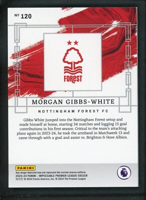Carte Panini Impeccable 2024-25 Morgan Gibbs-White - Barre En Argent 1 Oz #II-M - État Near Mint