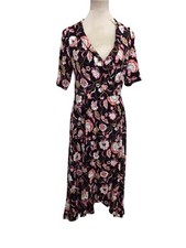 Boden Pink Black Brown Stretch Faux Front  Dress Size 12p Bnwot  Away