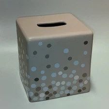 Angela Adams Tissue Box Holder Bathroom Ceramic Polka Dot Decor vtg Bed & Beyond