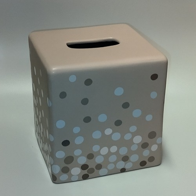 #ad Angela Adams Tissue Box Holder Bathroom Ceramic Polka Dot Decor vtg Bed amp; Beyond $16.01