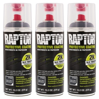 U-Pol Raptor 2K Aerosol Truck Bedliner Protective Coating - Basalt Gray, 3-Pack