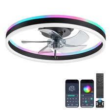 Wijzdotn 20 RGB Ceiling Fans with Lights and Remote LED Easy Install Vertical