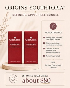 Origins Youthtopia Refining Apple Peel Exfoliator 3.4 fl oz/100 ml Set of 2