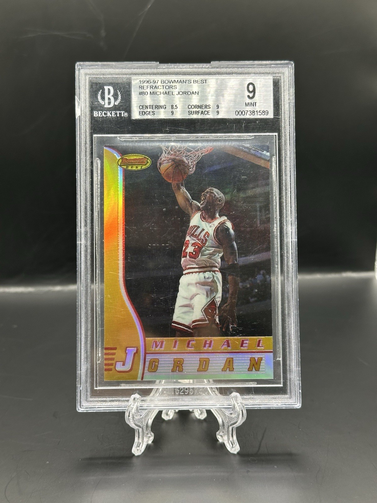 Michael Jordan 1996 Bowman's Best Refractor #80 Chicago Bulls HOF BGS 9 MINT