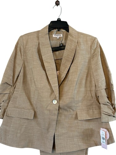NWT! Nanette Nanette Lepore 2 Piece Pant Suit Tan Pleated Sleeves Textured 18W - Picture 4 of 16