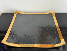 Annieglass 1995 Signed 16" Squared Platter with Gold Rim