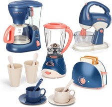 Kids Play Kitchen Appliances Toy Set Coffee Maker Blender Mixer Toaster