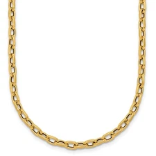 18K Yellow Gold Polished Fancy Cable Link Chain Necklace 24"