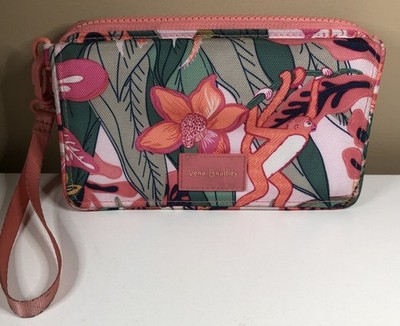 VERA BRADLEY Rainforest Coral Canopy WRISTLET WALLET Accordion Tropical  Monkey