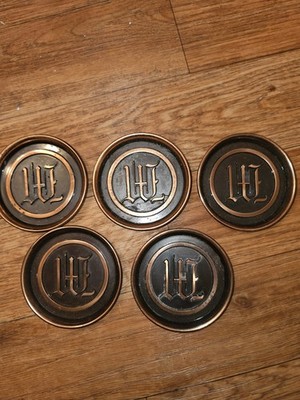 Vintage E.J. Mason Co. Brass Drink Coasters Set of 5   IHC Logo   Boston Mass...
