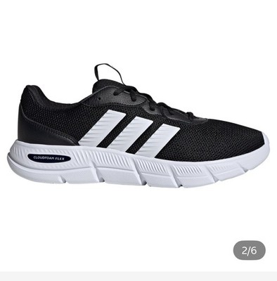 Adidas Cloudfoam Flex Men women Wide Fit Running Shoes Black White Sneakers Gym