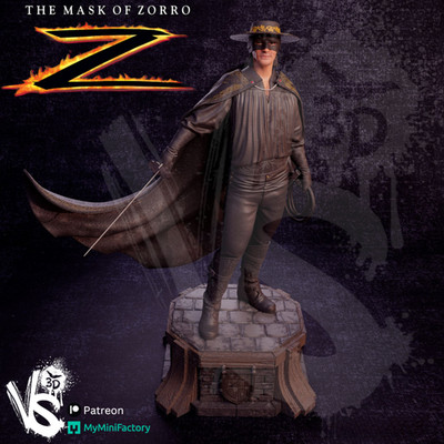 Zorro (Maske von Zorro) - Skulptur - 3D gedruckter Modellbausatz