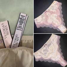 VICTORIA'S SECRET DREAM ANGELS Satin High Waist Brazilian Panty VS Pink Ivory L