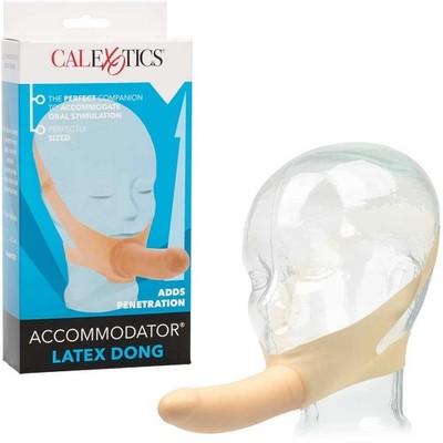 Calexotics Accommodator Latex Dong Dual Penetrator Ivory Hands Free
