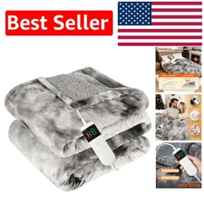 Faux Fur Throw Blanket - 50''x60'', 10 Heat Settings & Machine Washable