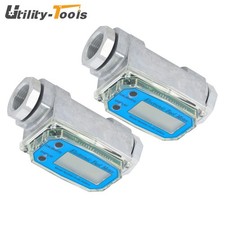 2 × High quality Electronic Turbine Flowmeter 1 inch -10°C~80°C Durable Build