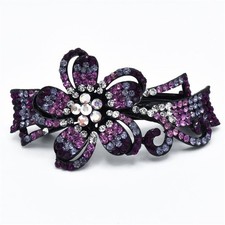 Elegant Crystal Flower Purple Barrette