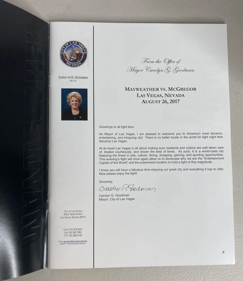 Floyd Mayweather vs. Conor McGregor Official Program Las Vegas August 26, 2017 - Image 2 of 4