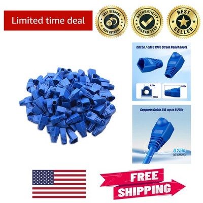 Strain Relief RJ45 Connector Boots, 100PCS Blue - Compatible with Cat5/Cat6