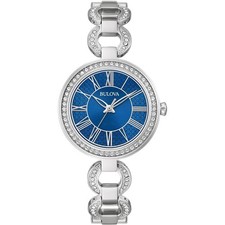 Bulova Women's Analog Watch Classic Quartz Blue Dial Silver Tone Bracelet 96L303