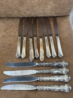 Sterling Silver Handle Knives Scrap Lot of 12 .925 Flatware 788.6 Grams