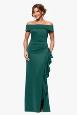 Xscape SZ 14 Hunter Green Off Shoulder Ruffle Gown Formal Evening Dress NWT GALA