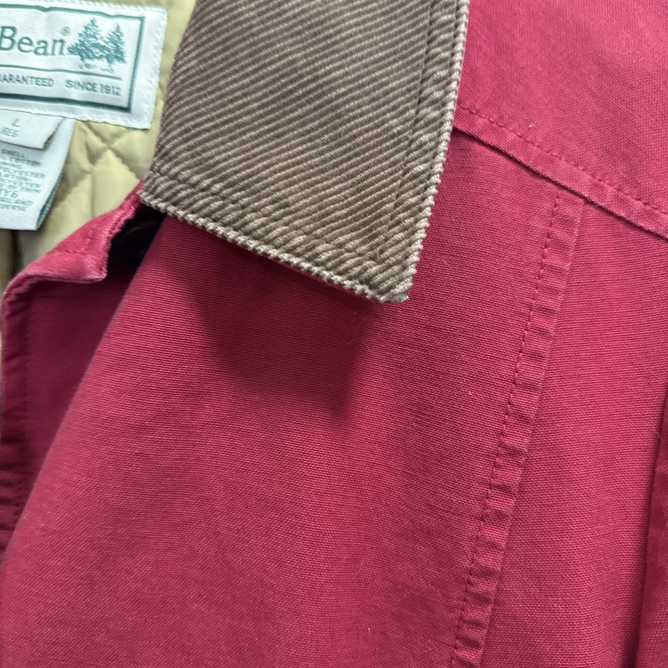 Abrigo chaqueta vintage LL Bean Chore granero campo para mujer largo rojo acolchado forrado Foto 3 de 4