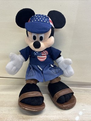 Disney Mickey Mouse 10'' Mini Bean Bag Patriotic Plush Toy American Flag 80's