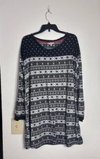 Secret Treasures Fair Isle Black And White Nightgown Size XL