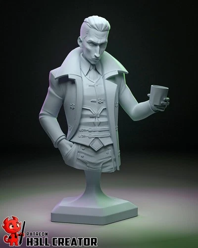 Silco Bust – Arcane - League Of Legends- 3D Printed Resin Miniature – Unpainted