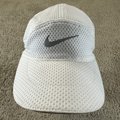 Nike Hat Cap Men White Strapback 5 Panel Tailwind Dri-Fit Running Jogging